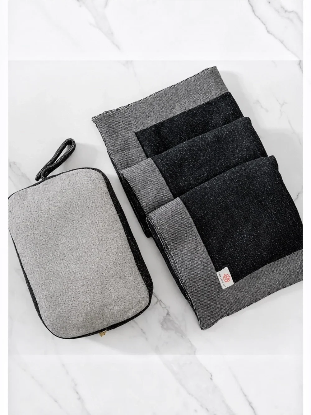 Pink Lemonade Reversible Solid Travel Blanket Organic Cotton Black Gray NWOT